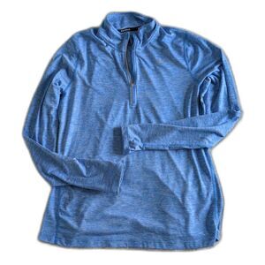 Nike Dri-FIT Women's LG Blue Heathered 1/2 Zip Running Shirt - Thumbholes